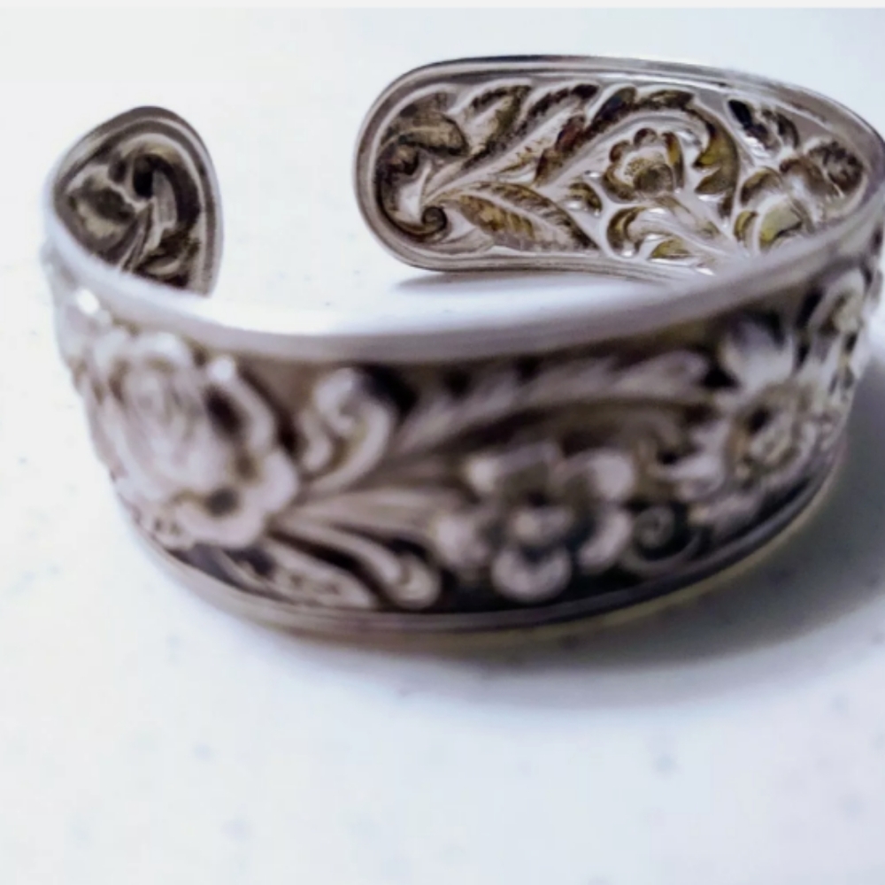 Vintage Sterling Silver Bracelet Cuff Artisan - Picture 5 of 7